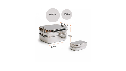 Large Three in One Stainless Steel | Bento Lunch Box with Snack Container