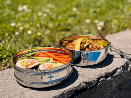 Meals in Steel Stainless Steel Lunch Box Twin Layer Tiffin Round Shape Bento Lunch Box | Stainless Steel | 1500ml