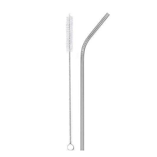 Meals in Steel Straws, Drinkware Bent Straw with Vegan Cleaning Brush Pack